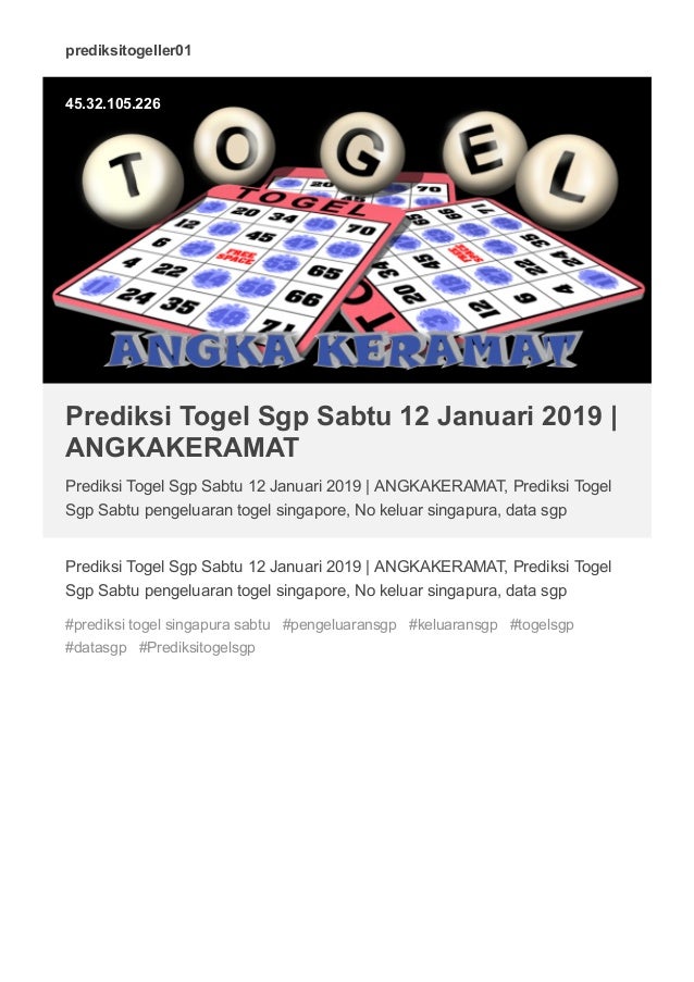 Prediksi Togel Sgp Sabtu 12 Januari 2019 | ANGKAKERAMAT