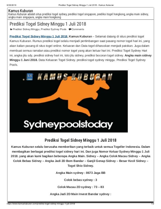 Nmr Keluar Sydney Hari Ini