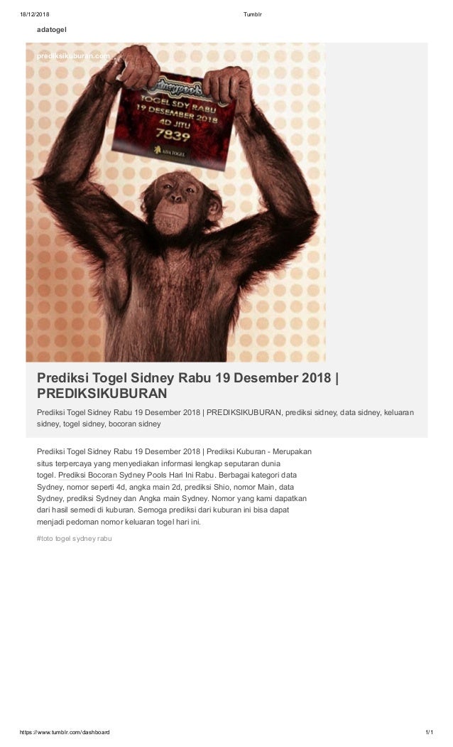 Prediksi Togel Sidney Rabu 19 Desember 2018 PREDIKSIKUBURAN