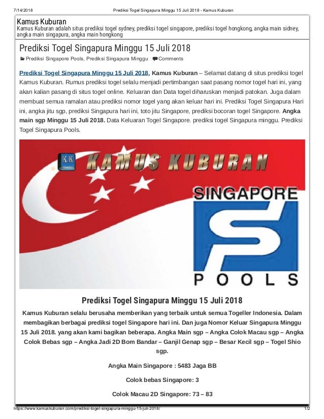 Togel Hari Ini Singapura Prediksi
, Prediksi Togel Singapura Minggu 15 Juli 2018 Kamus Kuburan