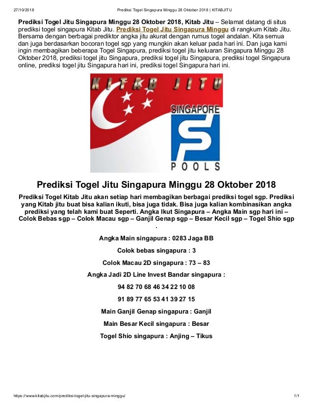Togel Jitu Hari Ini Singapura
, Prediksi Togel Singapura Minggu 28 Oktober 2018 Kitabjitu