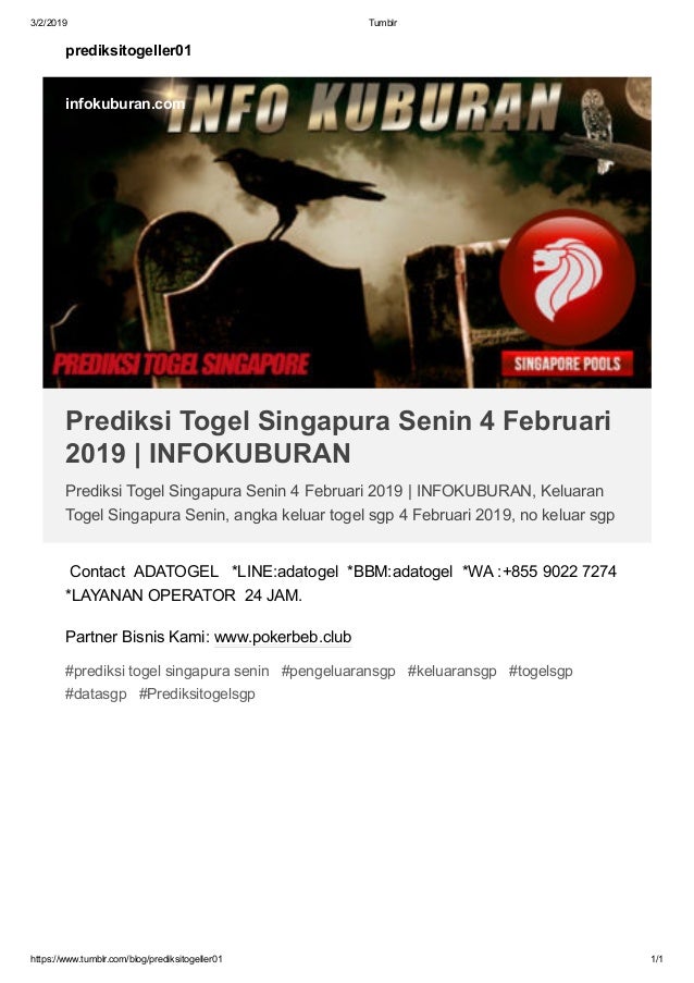 Togel Angka Keluar Sgp 2019
, Prediksi Togel Singapura Senin 4 Februari 2019 Infokuburan