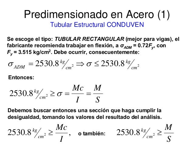 Predimensionamiento de vigas de acero Predimensionamiento de vigas de acero
