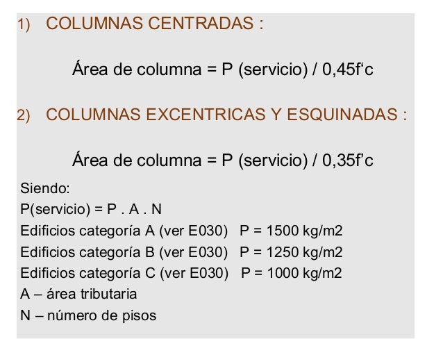 Predimensionamiento de columnas por area tributaria