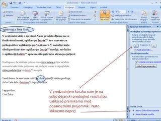V predzadnjem koraku nam je na voljo dejanski predogled rezultatov. Lahko se premikamo med posameznimi prejemniki. Nato kliknemo naprej