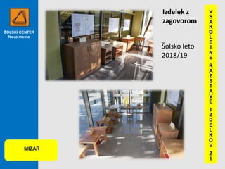 ŠOLSKI CENTER
Novo mesto
V
S
A
K
O
L
E
T
N
E
R
A
Z
S
T
A
V
E
I
Z
D
E
L
K
O
V
Z
I
MIZAR
Šolsko leto
2018/19
Izdelek z
zagovorom
 