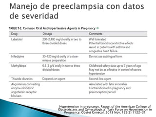Hypertension in pregnancy. Report of the American College of
Obstetricians and Gynecologists’ Task Force on Hypertension in
Pregnancy. Obstet Gynecol. 2013 Nov; 122(5):1122-31
 