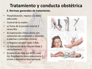 ProfilaxisDietas pobres en sodio y control de peso. Dieta rica en proteínas junto con un suplemento vitamínico y mineral.Administración de aceite de hígado de bacalao: vitamina A, vitamina D, ácidos grasos insaturados.Administración de antioxidantes (vitamina C, vitamina E)La administración de ASPIRINA (60- 150 mg/día): inhibe la síntesis de tromboxano A2 (TXA2) pero no de las prostaciclinas.Ingestión de calcio.