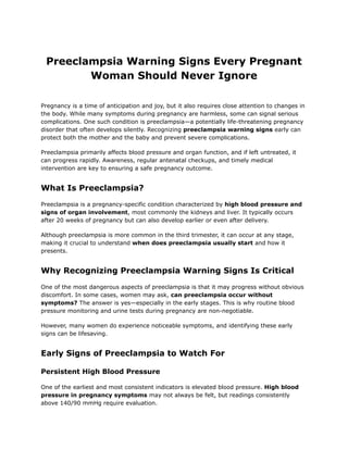 Preeclampsia Warning Signs Every Pregnant Woman Should Never Ignore | PDF