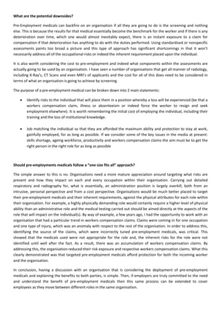 Pre Employment Medical Article | PDF | Careers