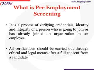 Pre employment screening Presentation | PDF