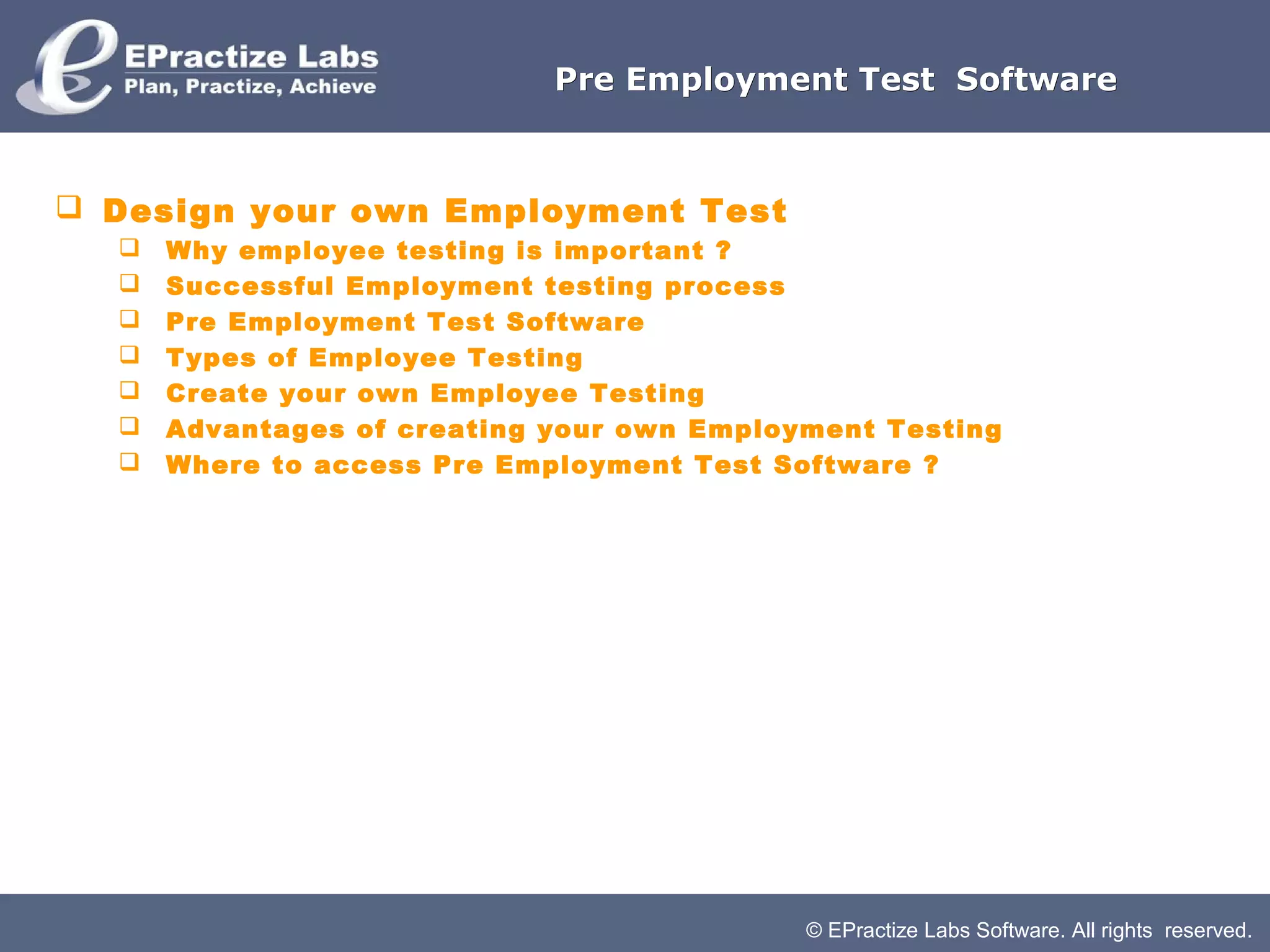 Pre employment test software PPT