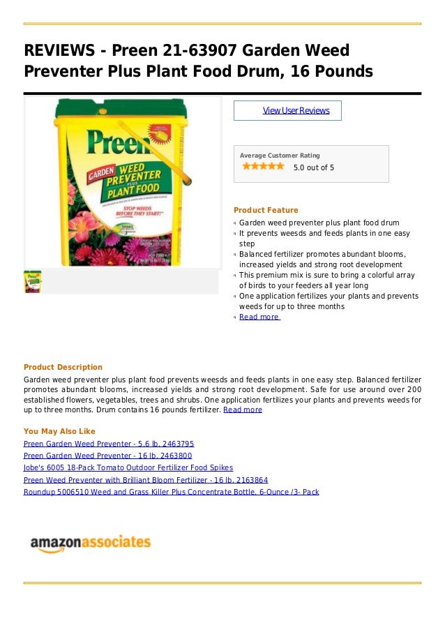 Preen 21 63907 Garden Weed Preventer Plus Plant Food Drum 16 Pounds