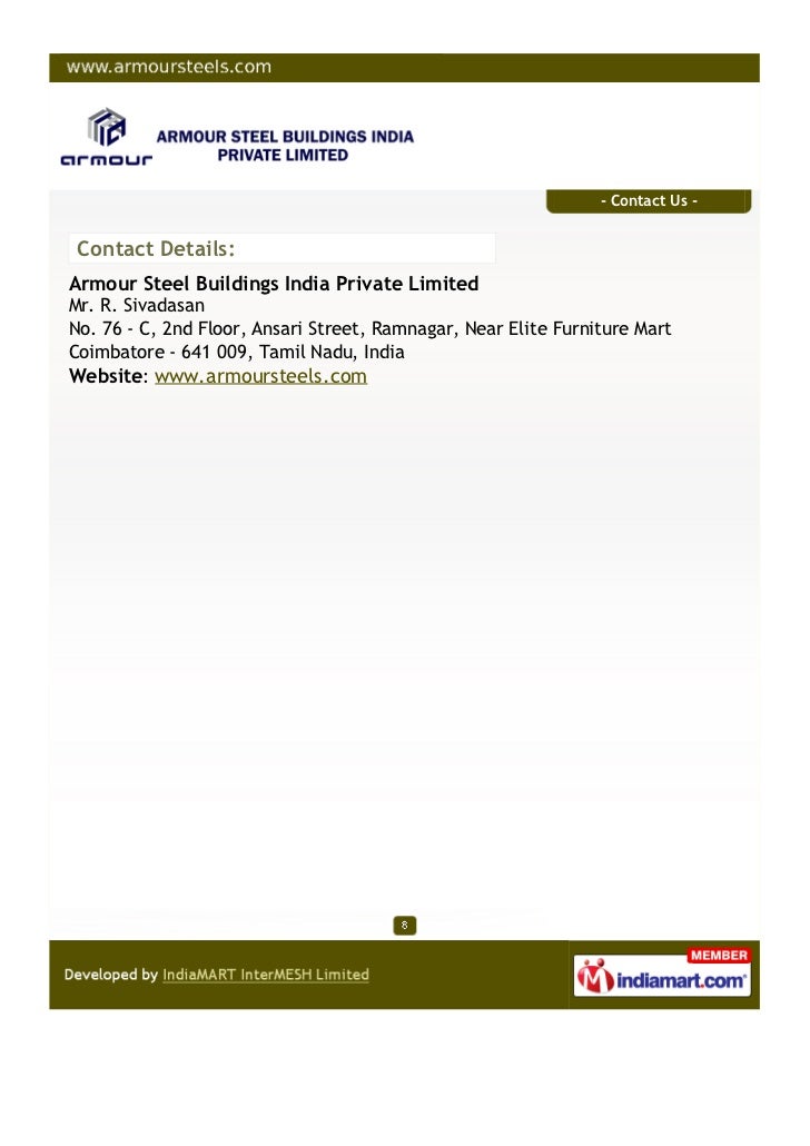 Armour Steel Buildings India Private Limited Coimbatore Pre Enginee