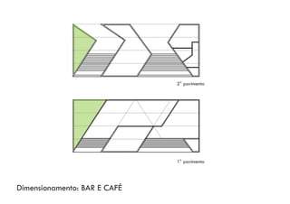 Dimensionamento: BAR E CAFÉ
2° pavimento
1° pavimento
 