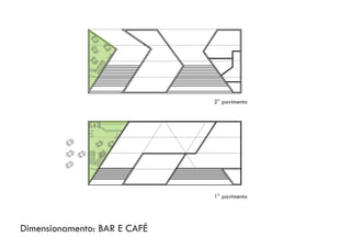 Dimensionamento: BAR E CAFÉ
2° pavimento
1° pavimento
 