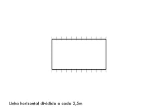 Linha horizontal dividida a cada 2,5m
 