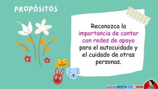 Reconozca la
importancia de contar
con redes de apoyo
para el autocuidado y
el cuidado de otras
personas.
 