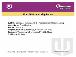 AIML Internship Report: Deep Learning in Computer Vision and OCR ...