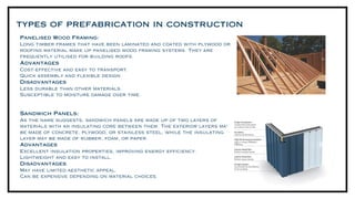 Panelized Construction Notes PREFABRICATED CONSTRUCTION REPORT (BUILDING CONSTRUCTION) | PDF