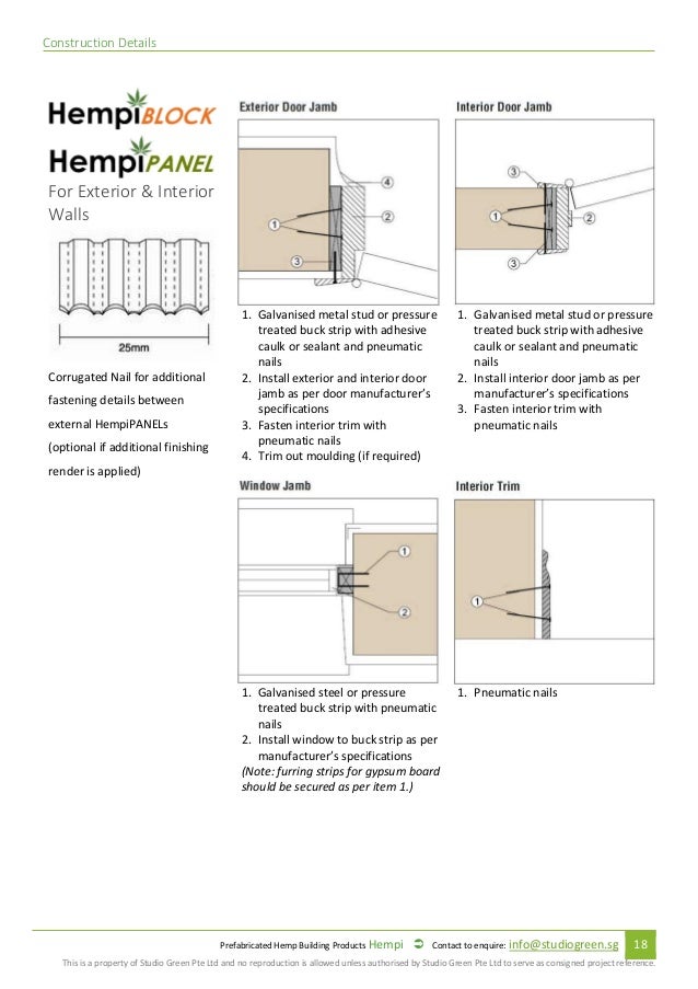 Prefabricated hempcrete specification and installation manual 2016