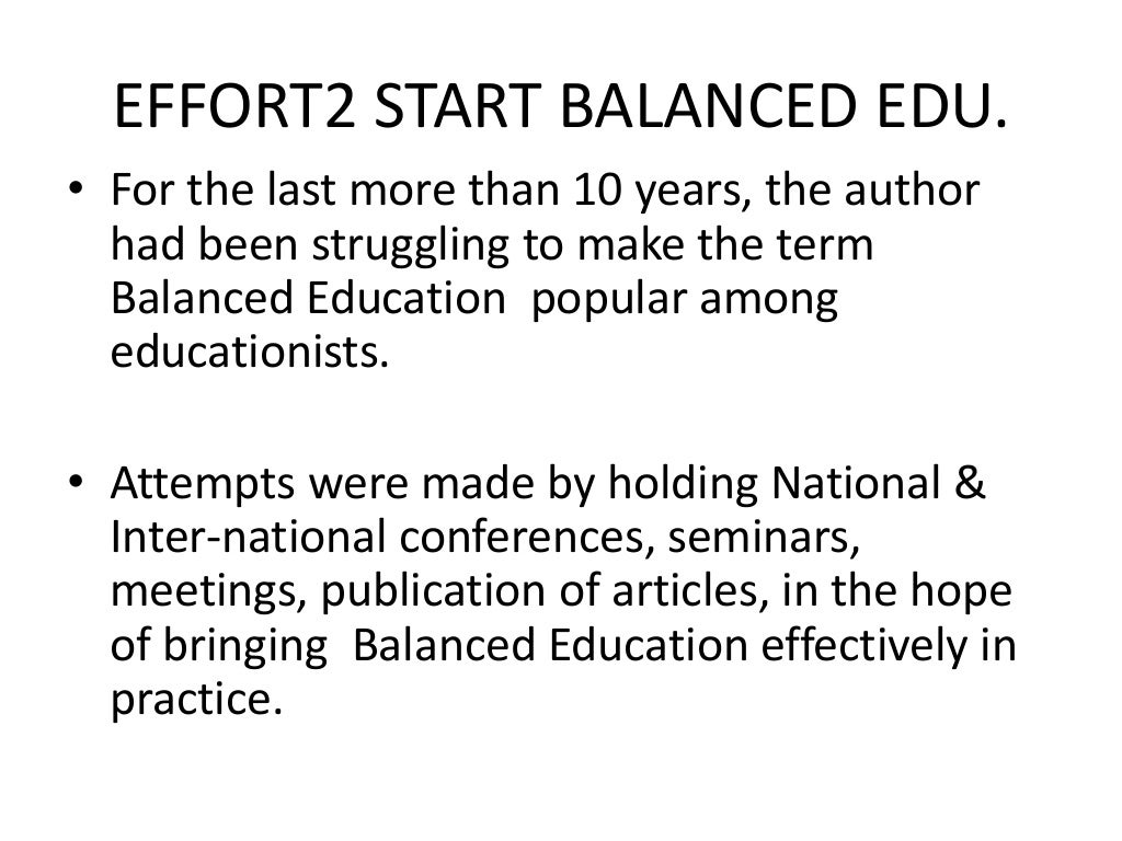 BALANCED EDUCATION 4 PRE TRAINING TEACHERS