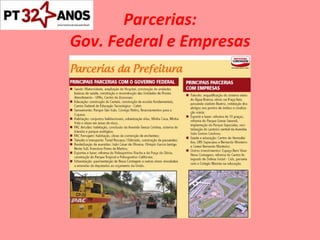 Parcerias: Gov. Federal e Empresas 