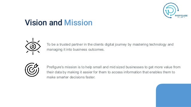 Vision and Mission
To be a trusted partner in the clients digital journey by mastering technology and
managing it into bus...