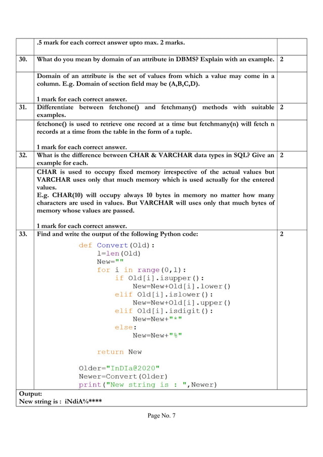 Computer Science(083) Python Pre Board Exam 1 Sample Paper Class 12 | PDF