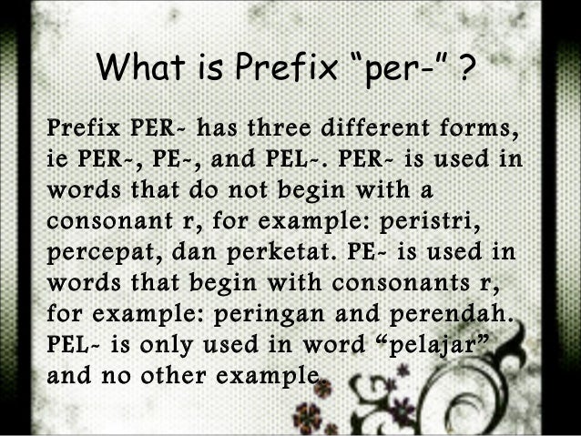 prefix quot per quot in indonesian language word with per