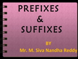 PREFIXES
&
SUFFIXES
BY
Mr. M. Siva Nandha Reddy
1
 