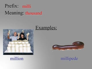 Milli Math Example Prefixes and suffixes | PPTX