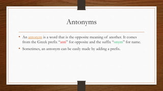 Anti Examples Prefixes and suffixes usage | PPTX