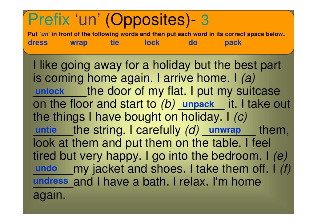 Prefixes opposites