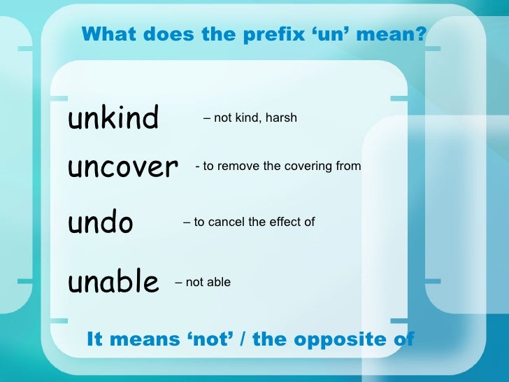 Prefixes un