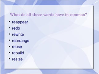 Prefix re- | PPT