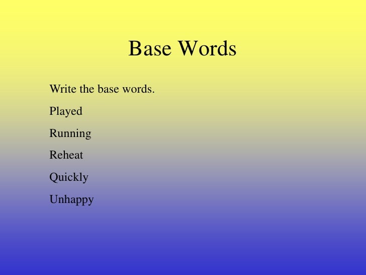 Prefix, Suffix, And Base Words