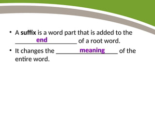 Prefix & Suffix PowerPoint.ppt prefix and suffix | PPT