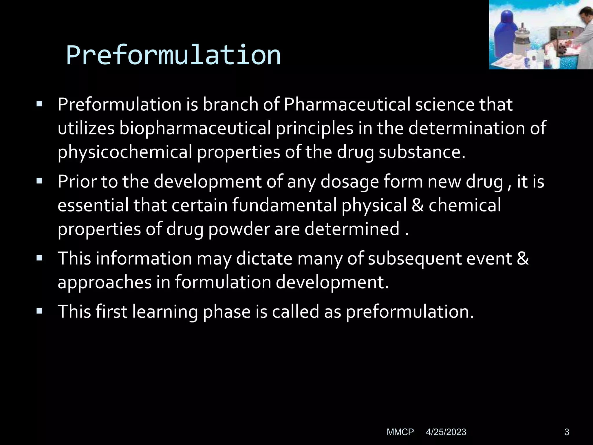 Preformation Sample PREFORMULATION.ppt