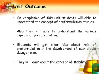 Preformulation Power Point Presentation | PPTX