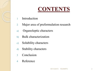 Preformation Sample Preformulation studies | PPTX