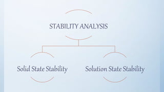 28
STABILITY ANALYSIS
Solid State Stability Solution State Stability
 