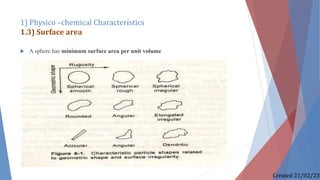  A sphere has minimum surface area per unit volume
1) Physico –chemical Characteristics
1.3) Surface area
Created 21/02/23
 