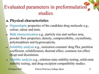 Preformulation studies(unit 1) | PPT