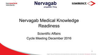 Nervagab Medical Knowledge
Readiness
Scientific Affairs
Cycle Meeting December 2016
1
 