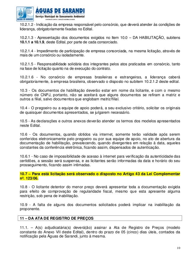 Carta De Apresentação Dos Documentos De Habilitação