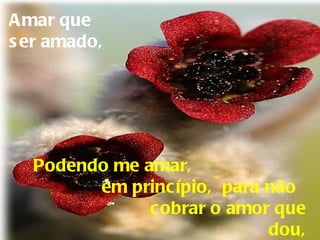 Amar que ser amado,   Podendo me amar,  em princípio,  para não  cobrar o amor que dou, 