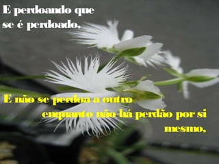 E perdoando que
se é perdoado,

E não se perdoa a outro
enquanto não há perdão por si
mesmo,

 