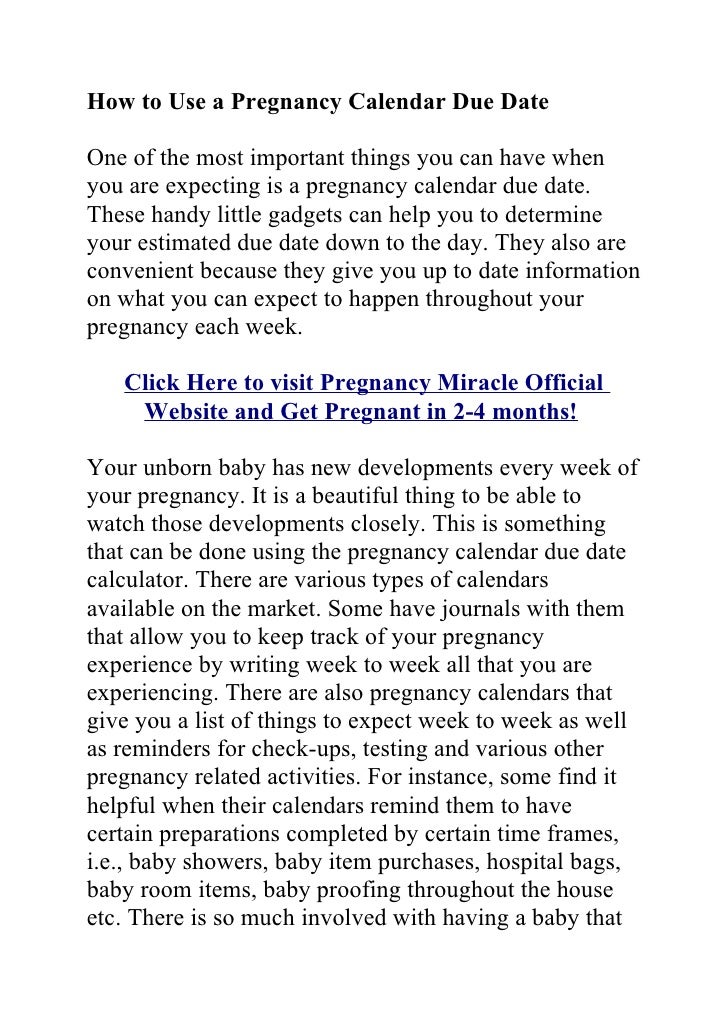 Pregnancy calendar due date