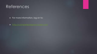 References
For more information, log on to:
http://completepregnancydiet.com